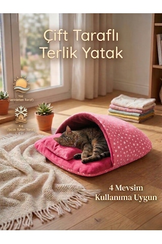 Terlik Model Çift Taraflı Kedi Köpek Yatağı