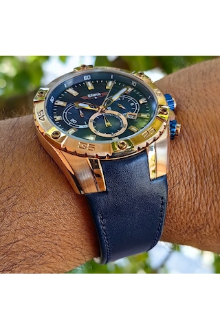 G-force Js25 Orjinal Miyota Mekanizma Lacivert Erkek Kronograf Kol Saati Lüks Kutulu Rose Gold - Gold