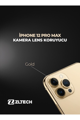 İphone 12 Pro Max Uyumlu Kamera Lens Koruyucu Gold
