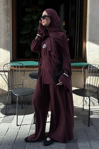 Carell Micro Modal Abaya Mürdüm Çok Renkli
