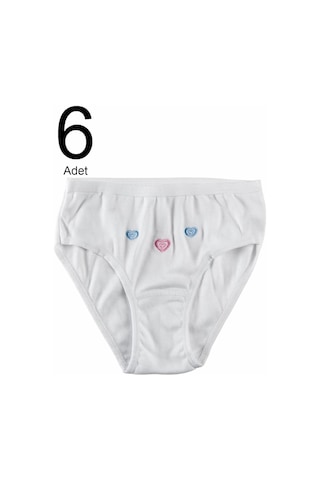 Tutku Kız Çocuk Beyaz 6'lı Paket Külot Elf568tut08216 Beyaz