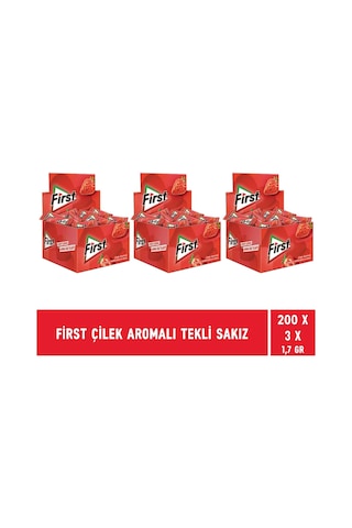 First Çilek Aromalı Tekli Sakız 3 x 200'lü