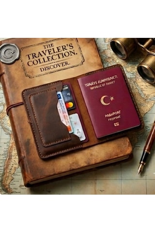 Parla Leather Pasaport Cüzdanı Kılıfı Kişiye Özel V3 Hakiki Gerçek Deri Kılıf Kadın Erkek Taba
