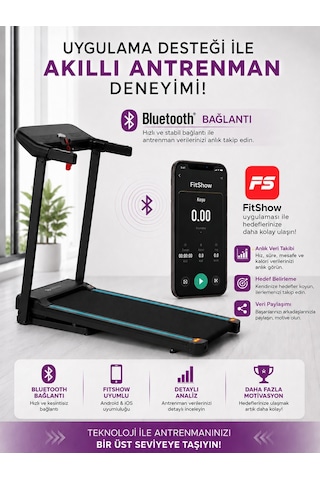 14 Km Hız Bluetoothlu Uygulama Bağlantılı Hidrolik Katlanabilir Yürüme Ve Koşu Bandı