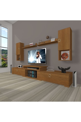 Decoraktiv Flex 5da Mdf Gold Tv Ünitesi Tv Sehpası Ceviz