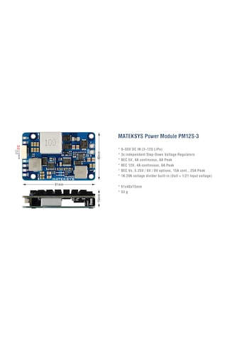 MATEK Power Module 12S w/3xBEC