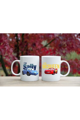 Mcqueen & I'm Sally Cars Filmi 2'li Sevgili/çift/arkadaş Kupa Bardak Seti Beyaz