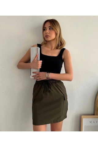 Kargo Cep İnce Paraşüt Etek Haki S241019 Haki