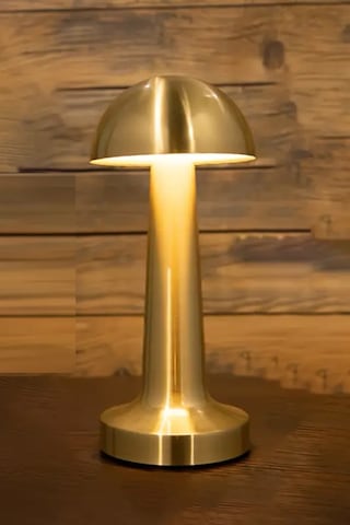 Mantar Model Retro Masa Lambası Gold Altın Renkli Dimmerli Şarjlı