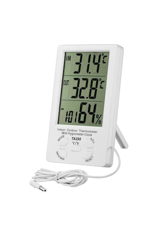 Lemestar Dijital Lcd Sıcaklık Ve Nem Ölçer - İç/dişarı Sıcaklık, Maks/min Belleği, Duvar/tablo Montajı - Hava İstasyonu, Ofis, Seraya Uygun