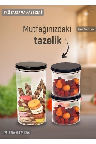 3 Lü Saklama Kabı Seti Erzak Kabı Seti Hava Sızdırmaz Bpa Free Şeffaf