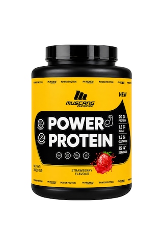 Mustang Nutrition Power Protein Tozu 3000 Gr 75 Servis Çilek + Shaker + Protein Kahve Hediyeli çilek