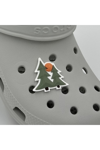 Crocs Terlik Süsü Ve Aksesuarı , Çanta Süsü Jibbitz Çağ Ağacı 01 Görsel Figür Aksesuar Yeşil Kahve-turuncu-beyaz