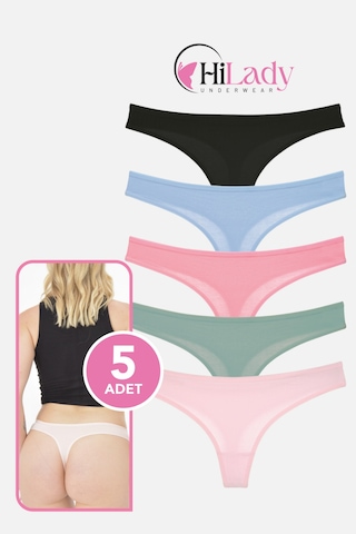 Hilady Kadın Tanga,düşük Bel Tanga String, 5'li Paket, Pamuklu Yumuşak Kumaş Pamuklu Tanga Koyu-soft