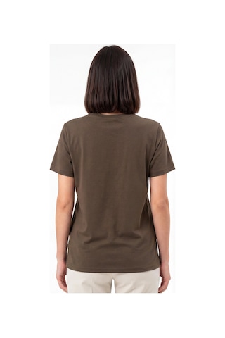 Goffra Kadın Vision Bisiklet Yaka Premium Kalite Yoğun Dokulu Pamuklu T-shirt Kahverengi W101-r0220-06