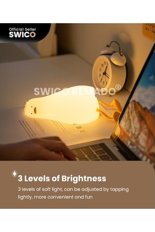 Metabagua Swico Remado Şarj Edilebilir Silikon Sevimli Ördek Gece Lambası 2bvnc3 Beyaz