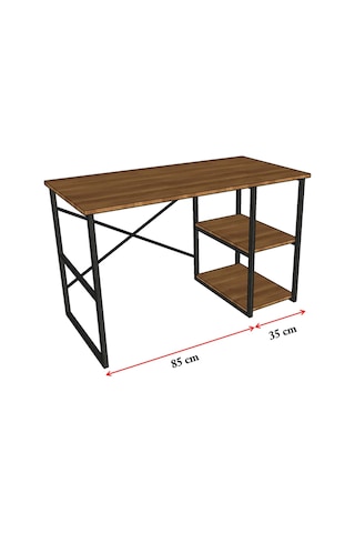 Asra Trend Kül Gri Metalçm01 Raflı Metal Çalışma Masası 120x60 Cm 2 Katlı Yan Raflı Bilgisayar Masası Endüstr Çok Renkli