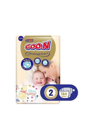 Goon Premium Soft Bebek Bezi 2 Beden Premium Bant 184 Adet