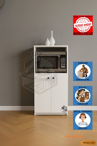 Tamamı Mdf Mini Fırın Dolabı 2 Kapaklı Çok Amaçlı Mutfak Dolabı