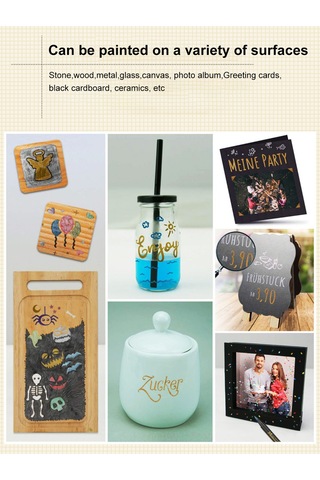 Yaozixa Yumuşak Uçlu Metalik Kalemler - 10 Renk, Siyah Kağıt, Sanat, Dekorasyon Ve El İşleri İçin İdeal Gümüş