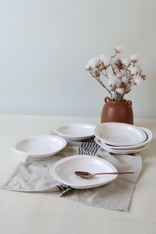 Keramika Beyaz Bloom Yemek Tabağı 24 Cm 6 Adet 006 Beyaz