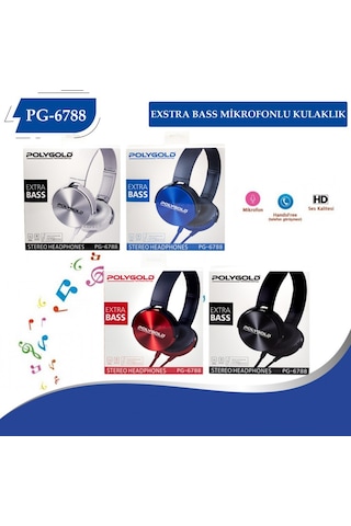 Polygold Pg-6788 Extra Bass Mikrofonlu Kulaklık