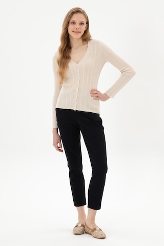 U.S. Polo Assn. Kadın Lacivert Carrot High Waist Fit Kanvas Pantolon 50316902-VR033