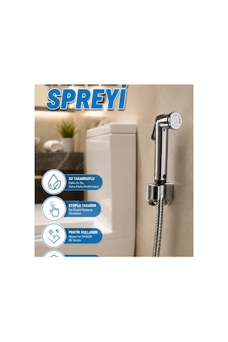 Stoplu Taharetmatik El Spreyi Su Tasarruflu Banyo Temizlik Seti Renkli