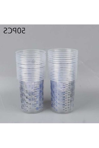 Pazly Tek Kullanımlık Şeffaf Pp Boya Karıştırma Kabı 600ml 50 Adet Şeffaf