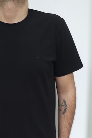 Dmctekstil Santa Erkek Düz Spor Kesim Rahat Kalıp Bisiklet Yaka Cepsiz T-shirt Siyah
