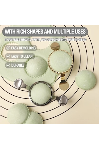 Honeybeeshop 1 Adet Gümüş Çörek Oturuş Kalıbı, Çinko Alaşım Yuvarlak Mantı Ve Dantel Kenar Makinesi