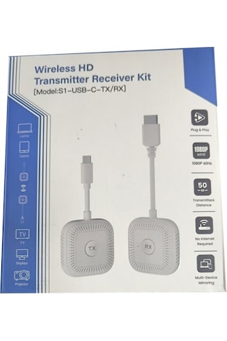 Type C To Hdmı Kablosuz Ses Ve Görüntü Aktarıcı Set Hdmi Alıcı Verici Kit