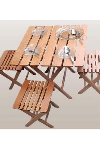 Bengi Ticaret Piknik Seti Katlanabilir 90392 Kayın Ağacı Az Yer İşgal Eder Çok İş  El Yapım Ceviz