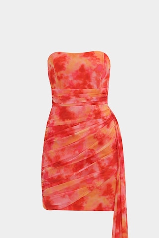 Açelyaokcu Straplez Batik Desen Korsajlı Mini Kadın Elbise Multi Color