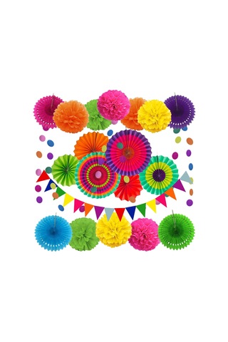 Aubyhe Pembe Renkli 20 Parça Parti Dekorasyon Seti - Renkli Kağıt Flamingo Ve Toplar - Düğün, Doğum Günü Dekoru