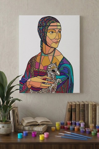 Rönesans Kadın Desenli Mandala Tuval Boyama Seti 40x50 Cm