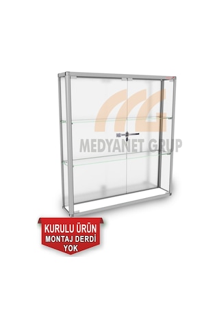 Duvar Tipi Camlı Vitrin - Camlı Dolap - Camlı Koleksiyon Vitrini (528830931) Gri