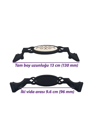 Palmiye Kulp Siyah 96 Mm Kulp Mobilya Mutfak Dolabı Çekmece Dolap Kapak Kulpu Kulbu Metal Kulpları