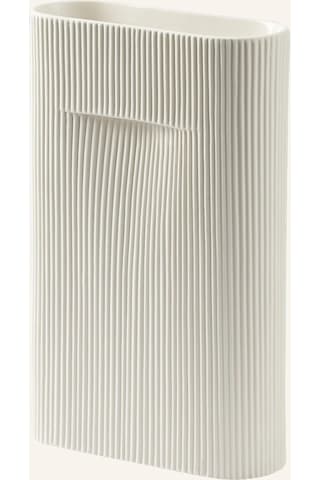 Rıdge Vazo, Gerilli Tasarım, Terracotta, 36 Cm Yüksekliğinde Beyaz