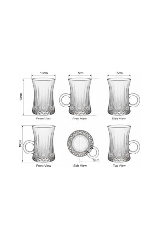 Lüks Kulplu Çay Fincanı 6 Adet Kristal Berraklığında Cam Estetik Ve Ergonomik Tasarım Çay Bardağı Seti çok renkli