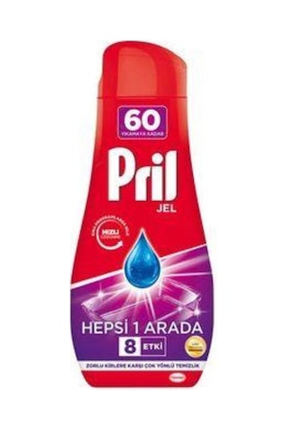 Pril Hepsi Bir Arada 8 Etki Jel Bulaşık Makinesi Deterjanı 60 Yıkama 1080 ML