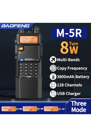 1 Adet Baofeng M-5r 8w Walkie Talkie 3800mah Pil Çok Bant Am Tip-c Kopya 1 Add Base Charger