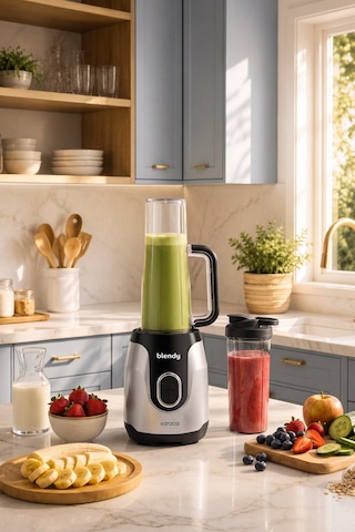 Karaca Blendy Personal Kişisel Kulplu Smoothie Blender Çift Hazneli Silver