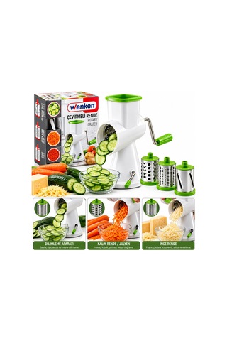 Kollu - Çevirmeli Değirmen - Rende Doğrayıcı Set Dilimleme Aparatı - Kalın-ince Rende Ur-3369 5570 Çok Renkli