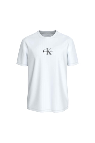 Calvin Klein Ss 30s Micro Monologo Graphic Parlak Beyaz T-shirt-13083 Beyaz
