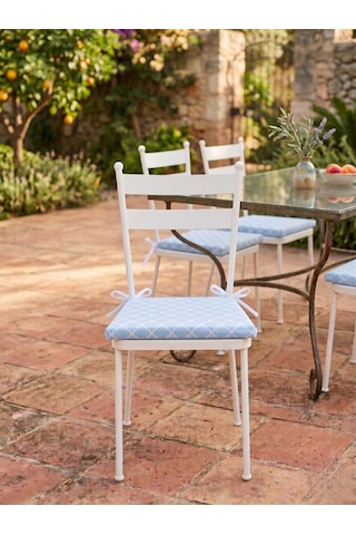 6 Adet 40x40 Cm Mavi Bağcıklı Sandalye Minderi Pamuk Polyester Kumaş Mutfak Ve Bahçe Minder