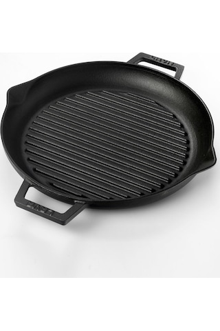Lava Döküm Yuvarlak Izgara Tava, Metal Kulplu, 26 Cm, Siyah Genel