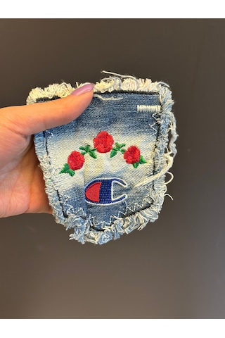 Nakış İşleme Çiçekli Kot Arma Dikiş Aplike Cep Aplike 12x10 Cm