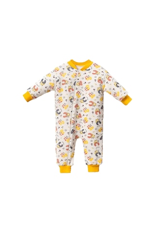 Bebegen Unisex Sarı Biyeli Harf Baskılı Uyku Tulumu Çok Renkli