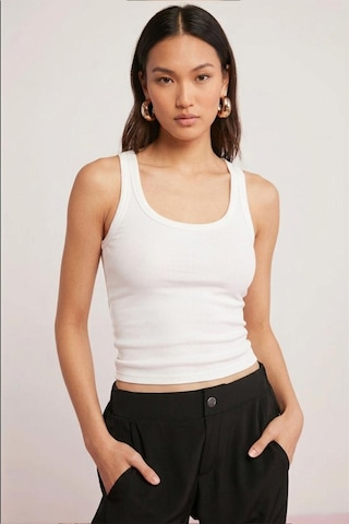 Fit Women Pamuklu Kadın Fitilli Görünümlü Kalın Askılı Basic Atlet 4624-beyaz